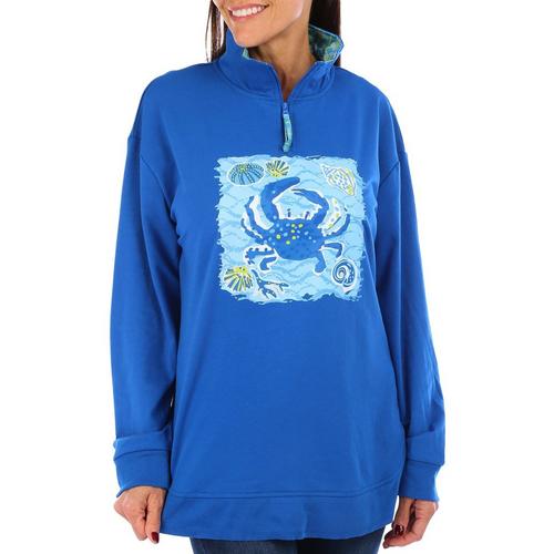 Petite Crab 1/4 Zip French Terry Long Sleeve
