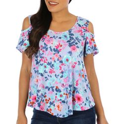 Juniper + Lime Womens Floral Cold Short Sleeve Top