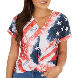 Petite Stars and Stripes Embellished Short Sleeve Top