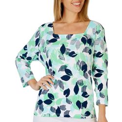 Hearts of Palm Petite Square Neck 3/4 Sleeve Top