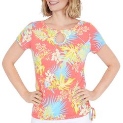 Hearts of Palm Petite Tropical Short Sleeve Top