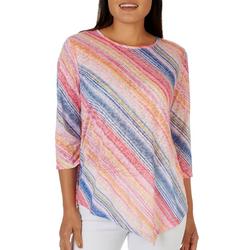 Petite Diagonal Stripe Jersey 3/4 Sleeve Top