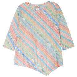 Petite Diagonal Stripe Jersey 3/4 Sleeve Top