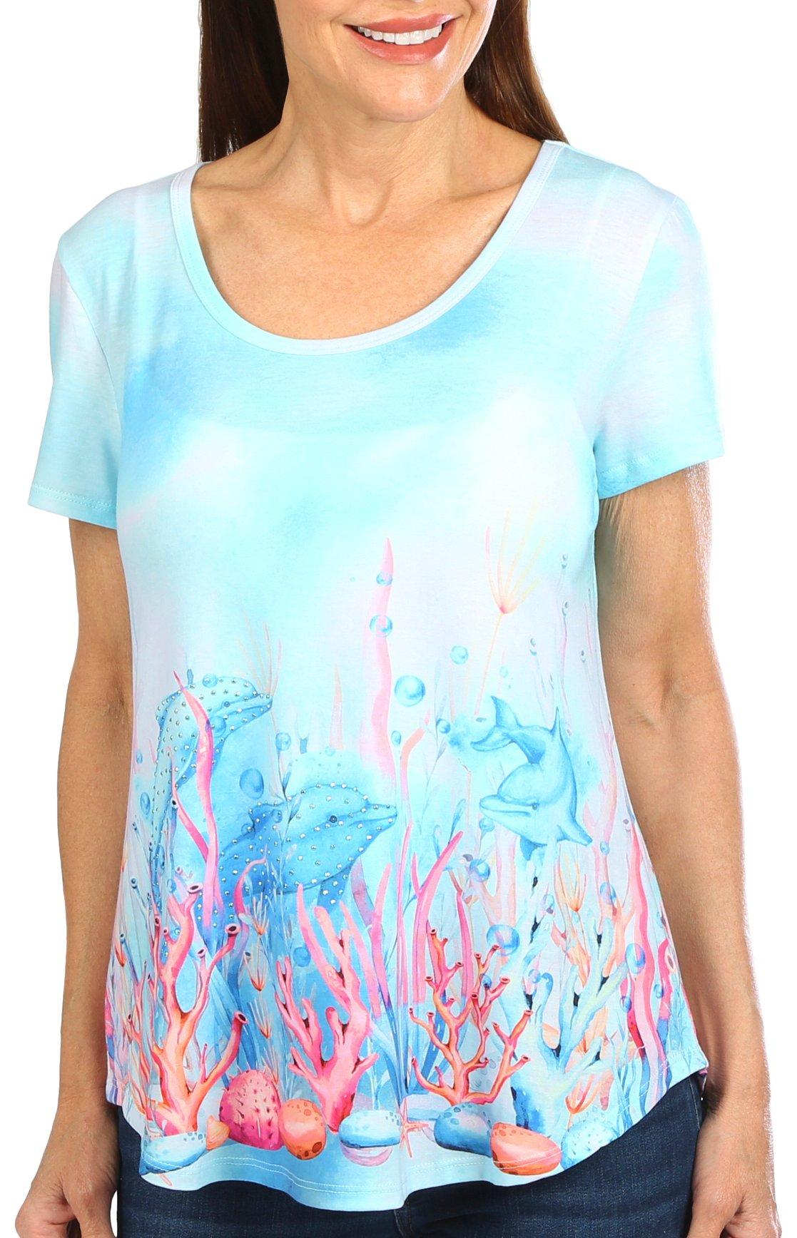 Coral Bay Petite Dolphin Play Short Sleeve Top