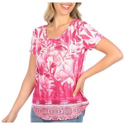 Coral Bay Petite Tropical Floral Short Sleeve Top