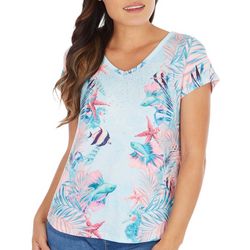 Coral Bay Petite Short Sleeve Tropical Fish Friends Top