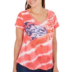 Petite Embellished Americana Butterfly Short Sleeve Top