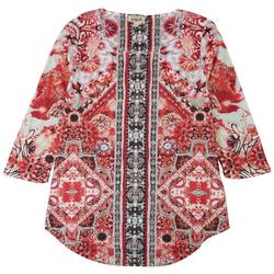 Petite Embellished All Patterns 3/4 Sleeve Top