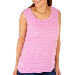 Petite Solid Button Embellished Sleeveless Top