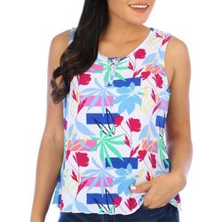 Juniper + Lime Petite Floral Brights Henley Sleeveless Top