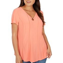 Juniper + Lime Petite Solid  O-Ring Short Sleeve Top