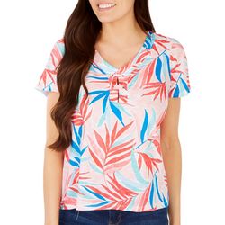 Coral Bay Petite Frond Print Short Sleeve Top
