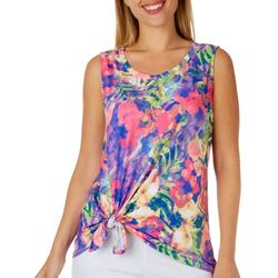 Coral Bay Petite Watercolor Side Tie Sleeveless Top
