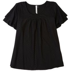 NY Collection Petite Knit Eyelet Short Sleeve Top