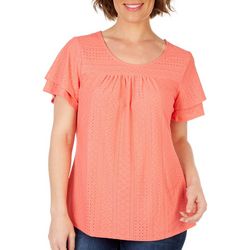 NY Collection Petite Knit Layered  Short Sleeve Top