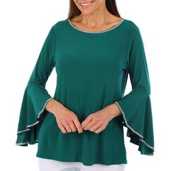 NY Collection Petite 3/4 Bell Sleeve Glitz Top