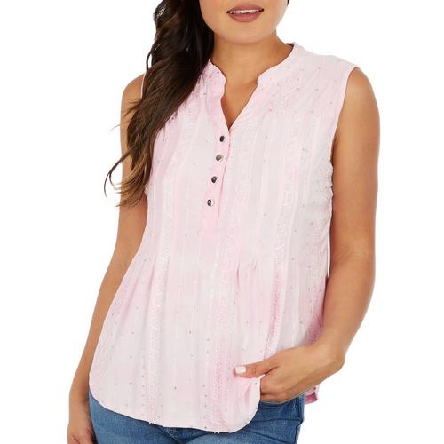 Coral Bay Petite Embellished Button Sleeveless Top