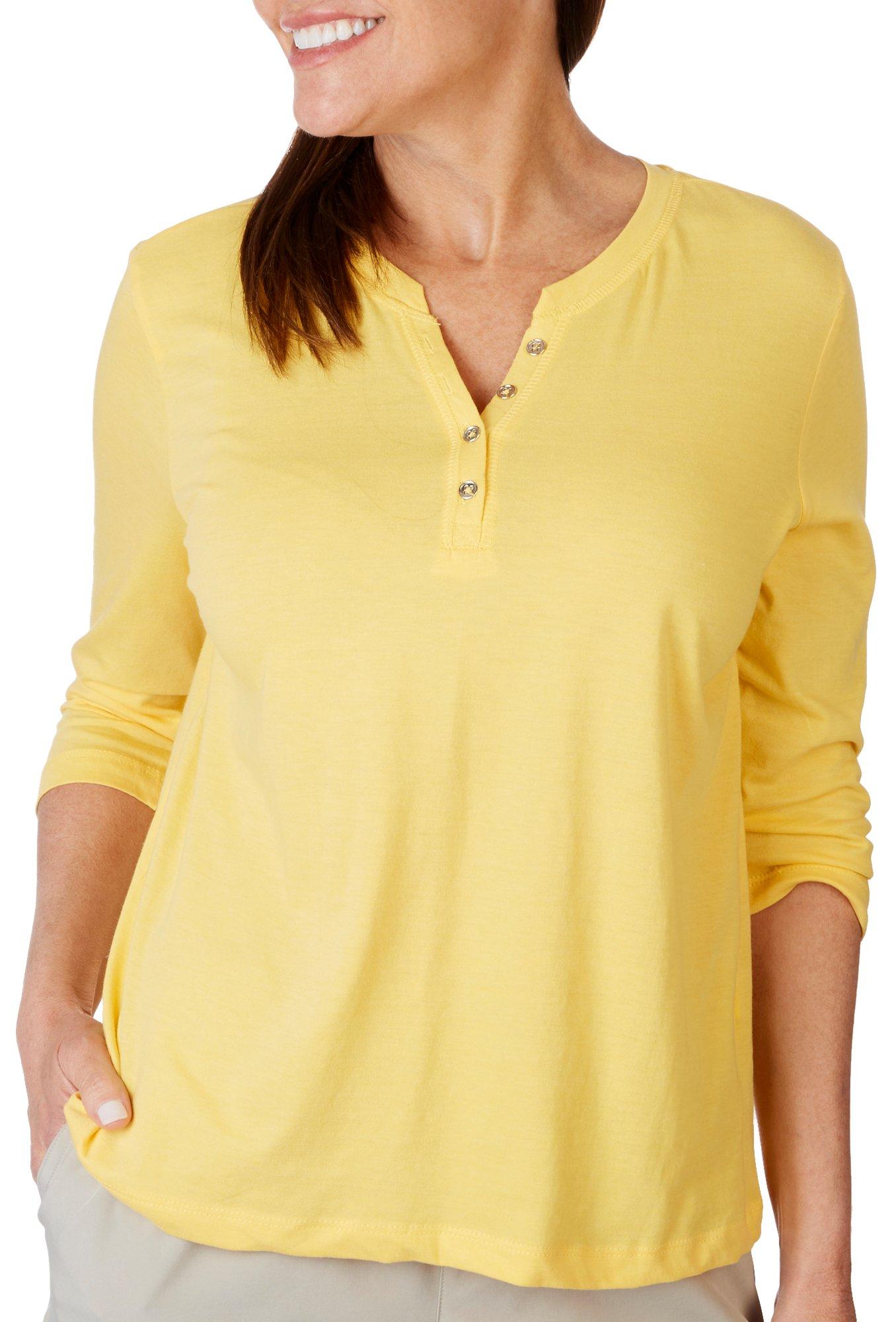 Petite 3/4 Sleeve Henley Top