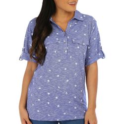 Coral Bay Petite Shell Space Dye Short Sleeve Polo
