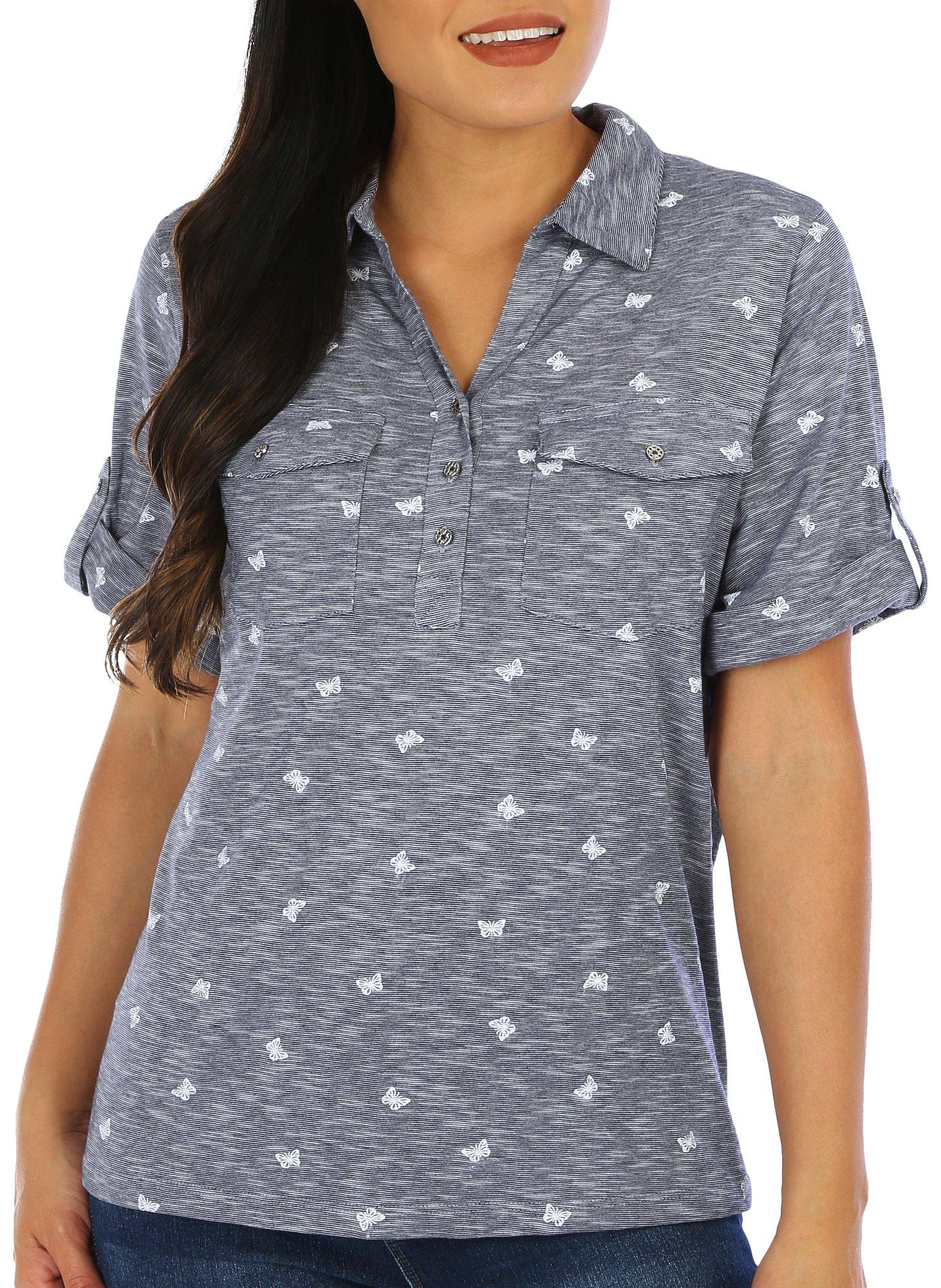 Coral Bay Petite Butterfly Short Sleeve Polo