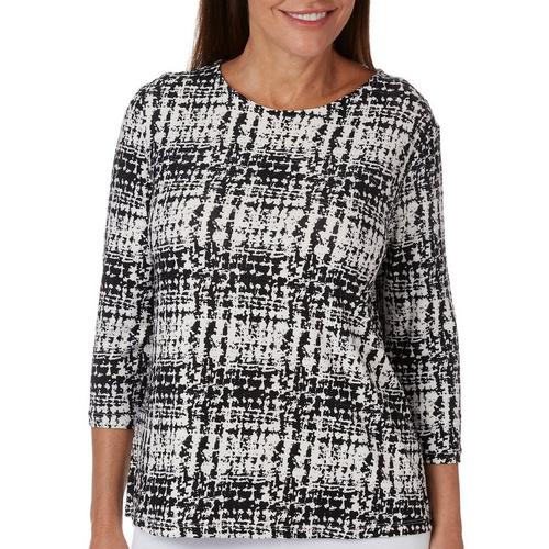 Emily Daniels Petite Textured Abstract Print 3/4 Sleeve