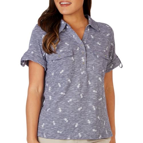 Coral Bay Petite Pineapple Short Sleeve Polo