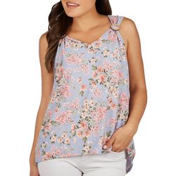 Petite Floral Print Sleeveless Coconut Ring Top