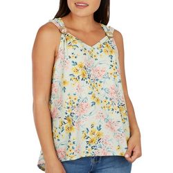 Petite Floral Sleeveless Coconut Ring Top