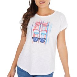 Petite Americana Shades and Stripes Short Sleeve Top