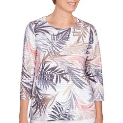 Alfred Dunner Petite Textured Leaves Crew Neck Top