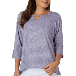 Alfred Dunner Petite Solid Knit 3/4 Sleeve Top