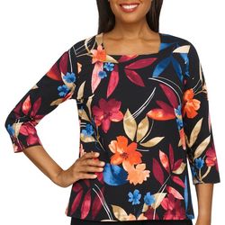 Alfred Dunner Petite Floral 3/4 Sleeve Top