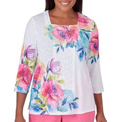 Alfred Dunner Petite Flower Lace Top