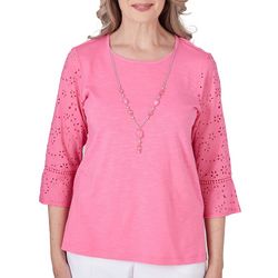 Alfred Dunner Petite Paradise Island Top With Necklace