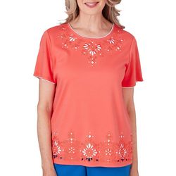 Alfred Dunner Petite Beach Medallion Cut Out Top