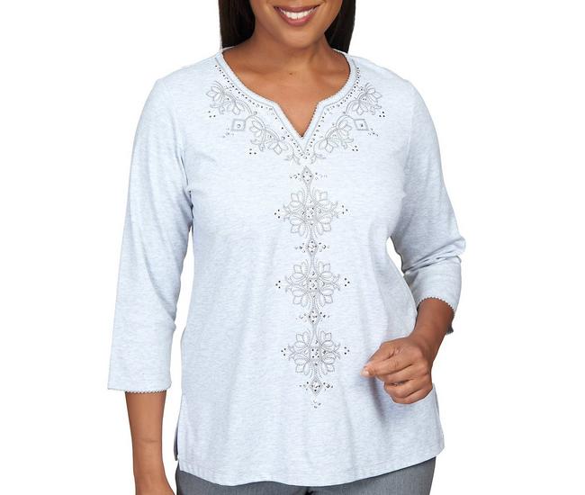 Alfred Dunner Women's Plus-Size Floral Lace Two-for-One Shirt with Necklace  : : Clothing, Shoes & Accessories