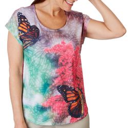 Coral Bay Petite Monarch Butterfly Short Sleeve Top