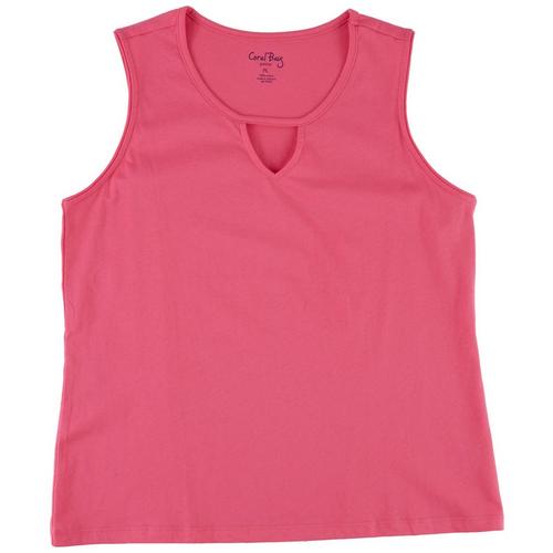 Coral Bay Petite Solid Triangle Keyhole Tank Top