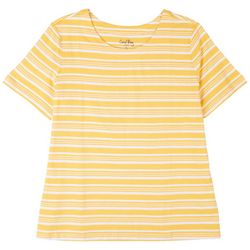 Coral Bay Petite Striped Crew Short Sleeve Top