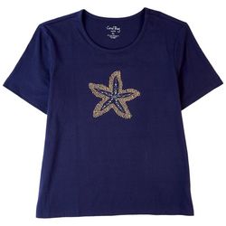 Coral Bay Petite Embellished Starfish Short Sleeve Top