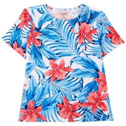 Coral Bay Petite Knot Keyhole Short Sleeve Top
