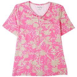 Coral Bay Petite Floral Knot Short Sleeve Top