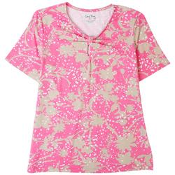 Petite Floral Knot Short Sleeve Top