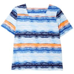 Coral Bay Petite Print Square Neck Short Sleeve Top