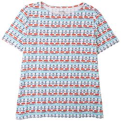 Coral Bay Petite Anchor Boat Neck Short Sleeve Top