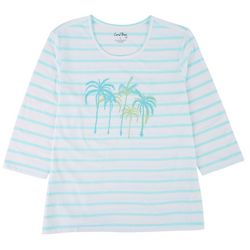 Coral Bay Womens Striped Patidise 3/4 Sleeve Top