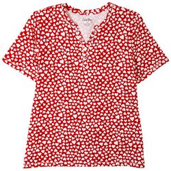 Coral Bay Petite Heart Henely Short Sleeve Top