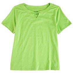 Coral Bay Petite Twisted Neckline Short Sleeve Top