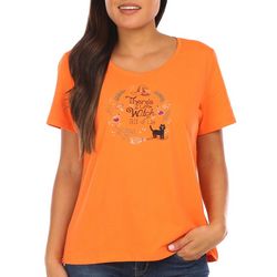 Coral Bay Petite Short Sleeve Halloween Witch Top