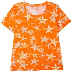 Coral Bay Petite Starfish Print Short Sleeve Top